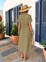 Women's Solid Drop shoulder placket dress - Image 3