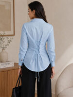 Women's Solid Waist tie up shirt - Image 3