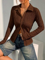 Women's Solid Knitted no cuff shirt - Image 2