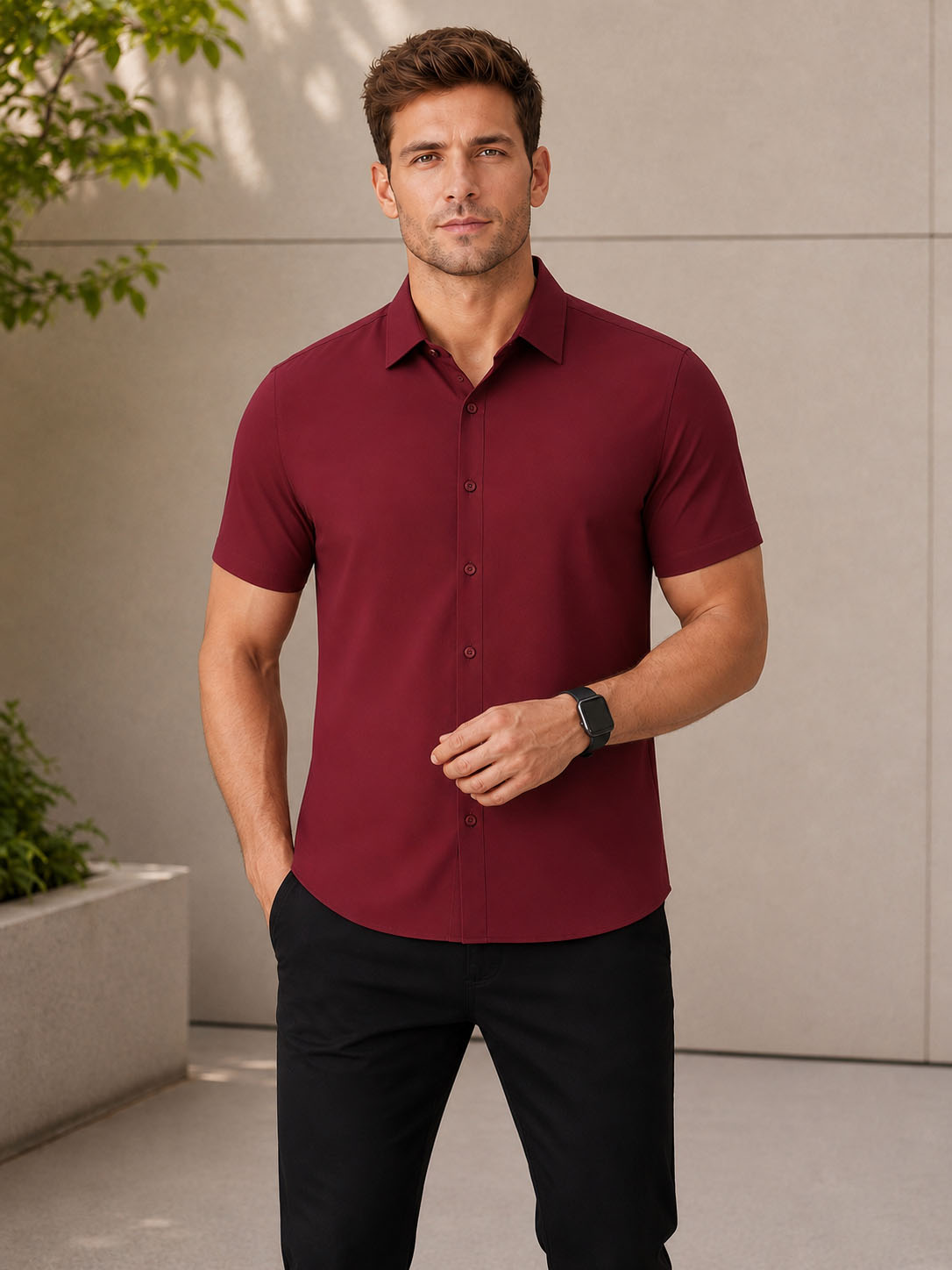 msh157_a.jpg Men's Solid Half sleeve male shirt - Image 1