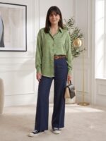 Women's Pattern Double placket oversized shirt - Image 4